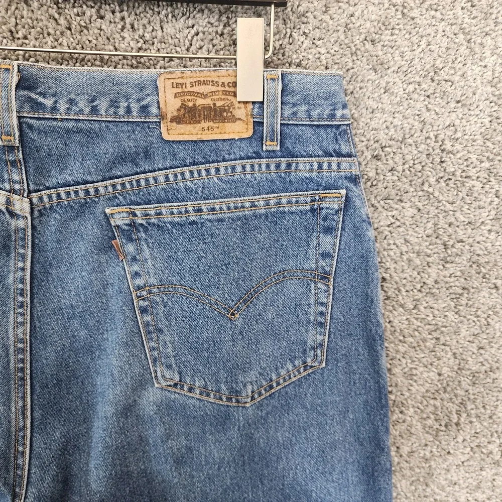 Vintage Levis 545 Jeans Mens 44x30 Blue Denim Brown Tab Loose Fit Baggy 1990s Y2